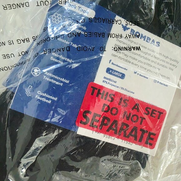 NWT Men's Bombas 3-Pack Ankle Socks, Black, XL - Picture 6 of 10